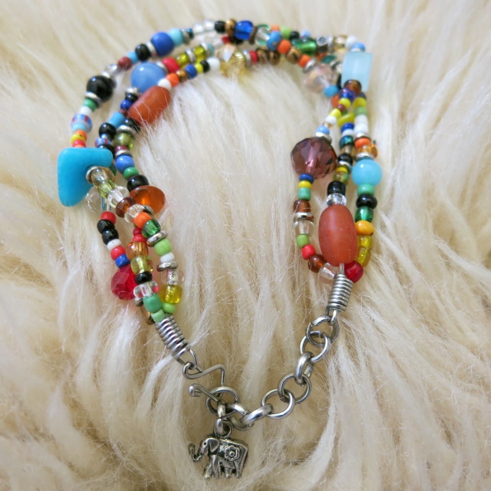 Beaded Bracelet with Elephant Charm